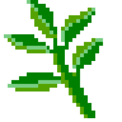 Green pixel leaves