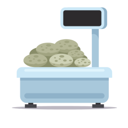 Potatoes on the weighing scale