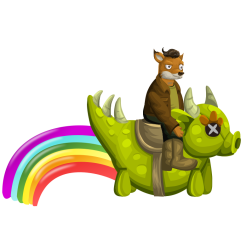 Dragon rider on a rainbow