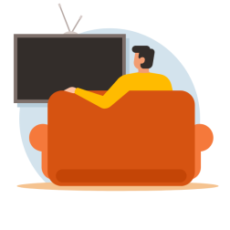 Man is watching TV