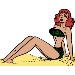 Retro bikini pin-up redhead