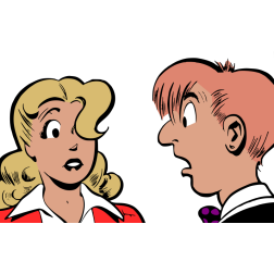 Retro comic book boy and girl
