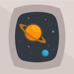 Planet Saturn seen through the window