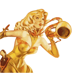 Sci-fi lady with space trumpet