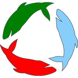 Shark silhouettes in different colors