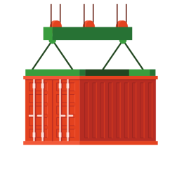 Port crane lifting a container