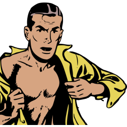 Shirtless man from a comic book