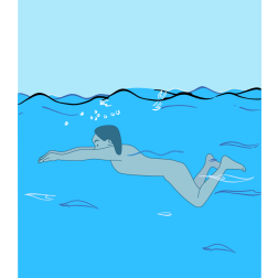 Skinny dipping swimmer
