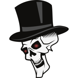 Creepy skull with red eyes