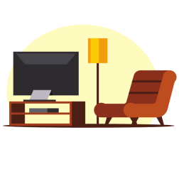 Sofa and TV set