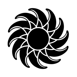 Black Circular Spiral Sun Symbol