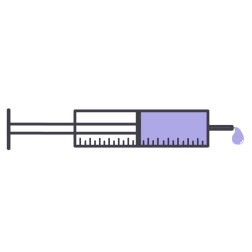 Syringe with violet liquid