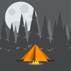 Tent and campfire