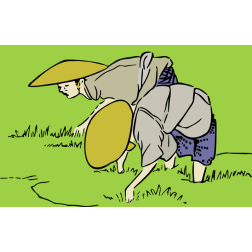 Transplanting Rice Color Illustration