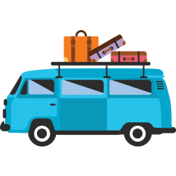 Blue traveling van
