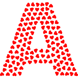 Valentine hearts alphabet font A