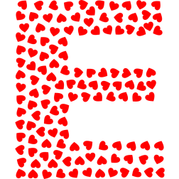 Valentine Hearts Alphabet Font E