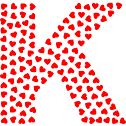 Valentine Hearts Alphabet Font K