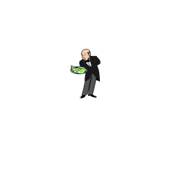 Butler Giving a Plate of Cash