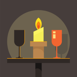Wine glasses and a candle