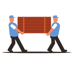 Two people moving a big box