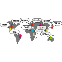 World map with greetings