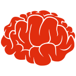 Red silhouette of a brain vector image