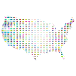 United States Map Grid Design Prismatic 3