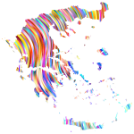 Greece Outline Map Striped Pattern