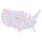 America States And Capitals Word Cloud Variation 2 No Background