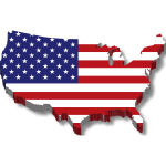 america flag map 3d drop shadow
